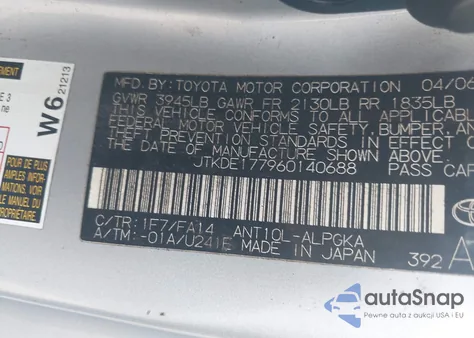 2006 Scion Tc from USA, damaged, VIN JTKDE177960140688